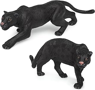 WONWONTOYS Black Jaguar Toy Black Panther Figurine Panthera Onca Figures Forest Wildlife Model Children's Toys for Boys Girls Desktop Ornaments