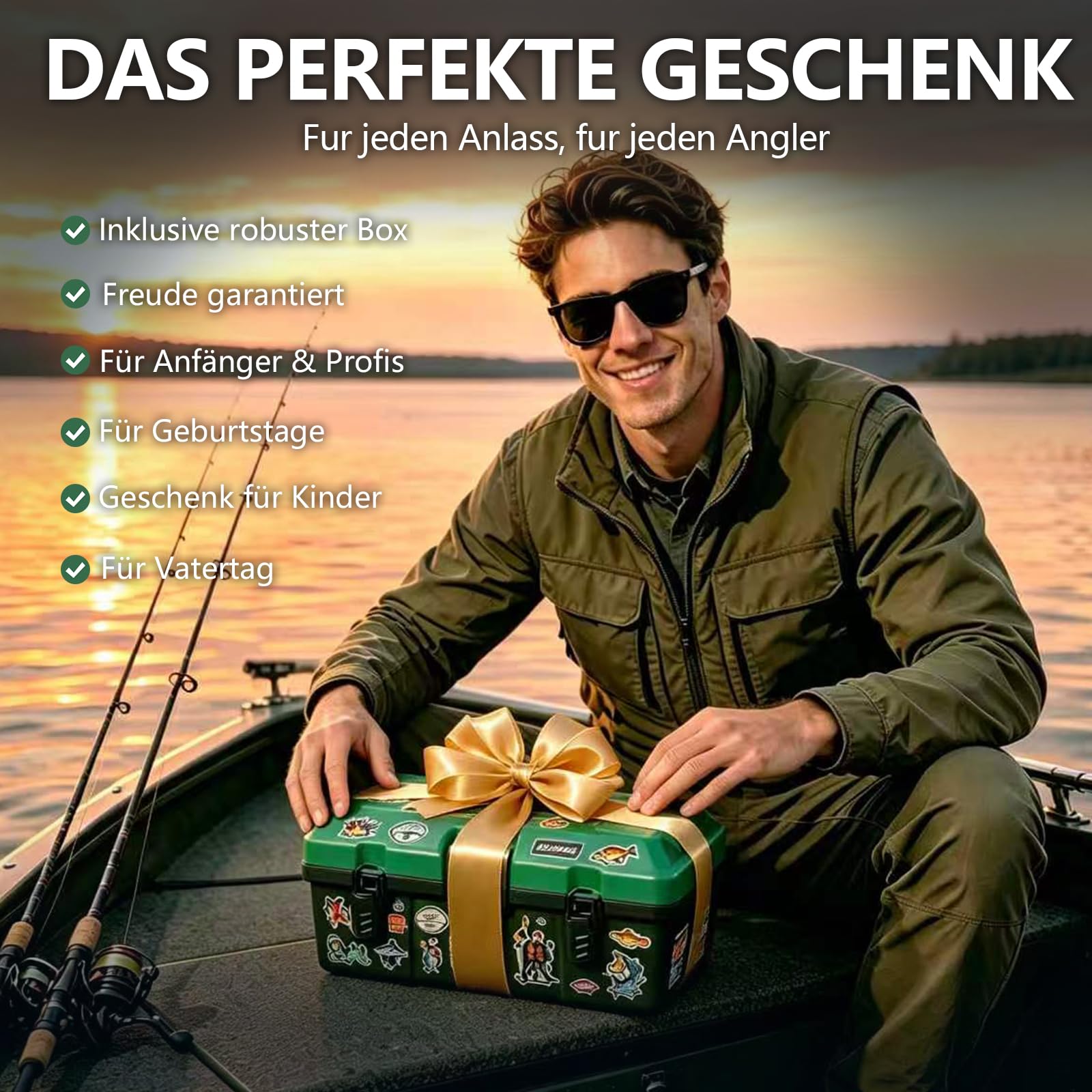 Fishing - Maletín de pesca con accesorios de pesca, incluye herramienta de pesca premium, para lucioperca, perca, trucha, cebo para principiantes profesionales y adultos, ideal para regalar