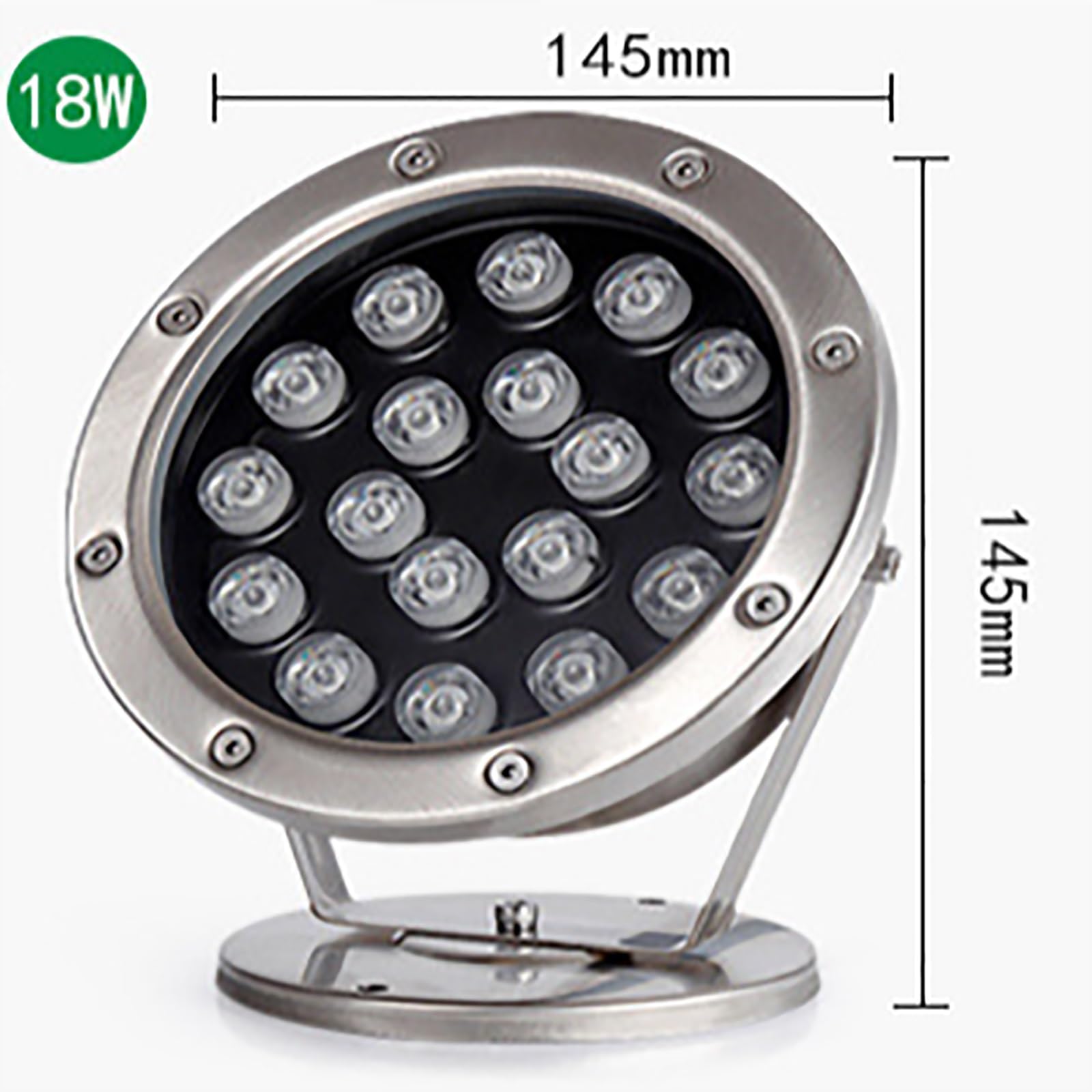 Zanurzalna lampa fontannowa LED - oświetlenie basenu, oświetlenie stawu niskonapięciowe 24 V, wodoodporna podwodna lampa krajobrazowa ze stali nierdzewnej IP68(RGB,18W)