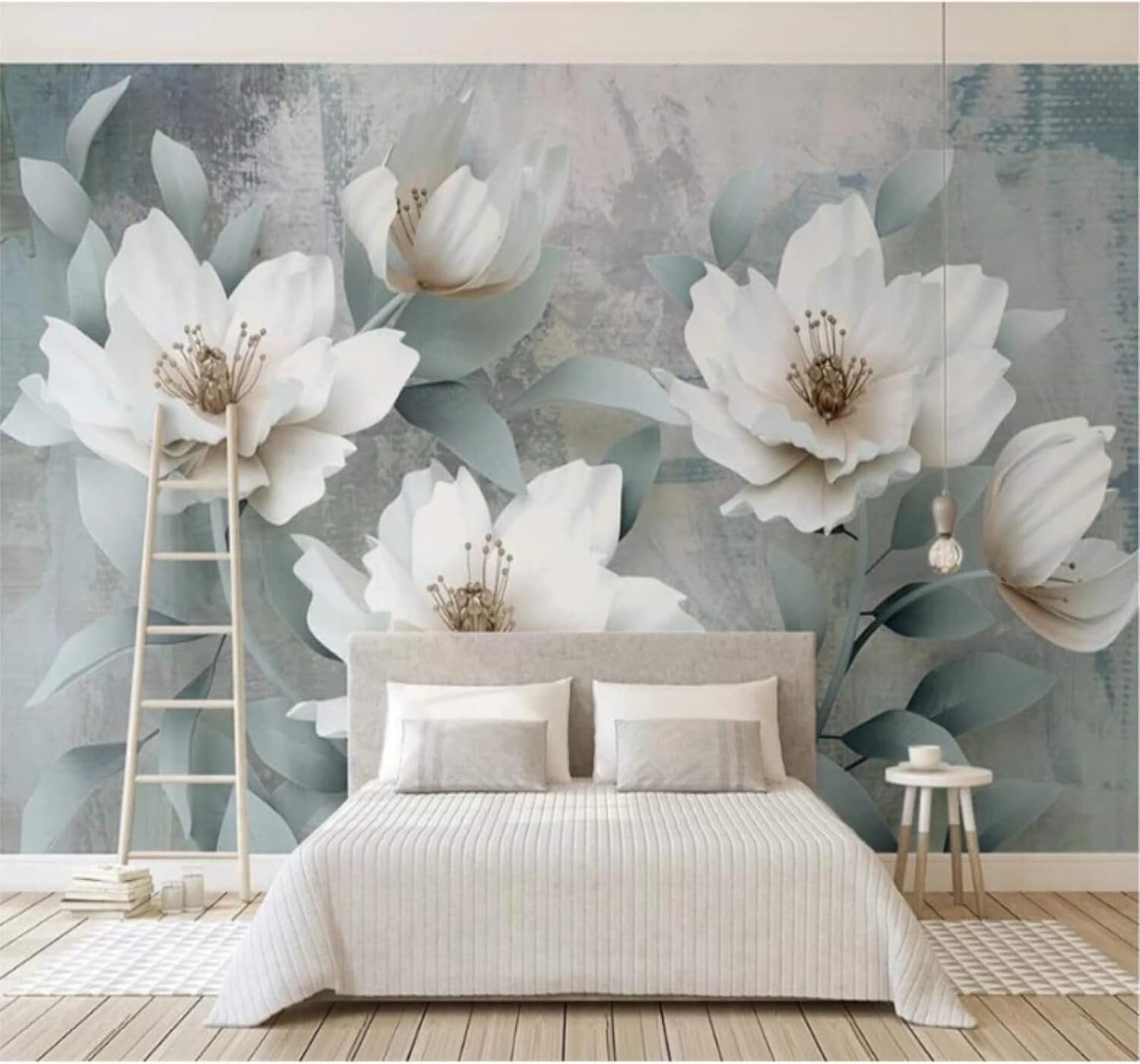 XLMING Vintage Three Dimensional Minimalist Relief Floral 3D Wallpaper Luxury Silk Study Dining Feature Sofa Grey Bedroom Living Room Tv Decorative Wall-150cm×105cm