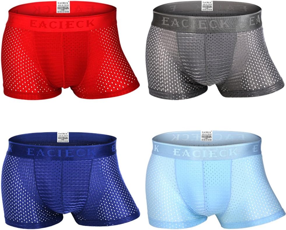 EACIECKMen's Comfortable Bamboo Fiber Boxer Briefs Undeerwear Pack Of 4 (XL-30.5-32", Multicolor 02)