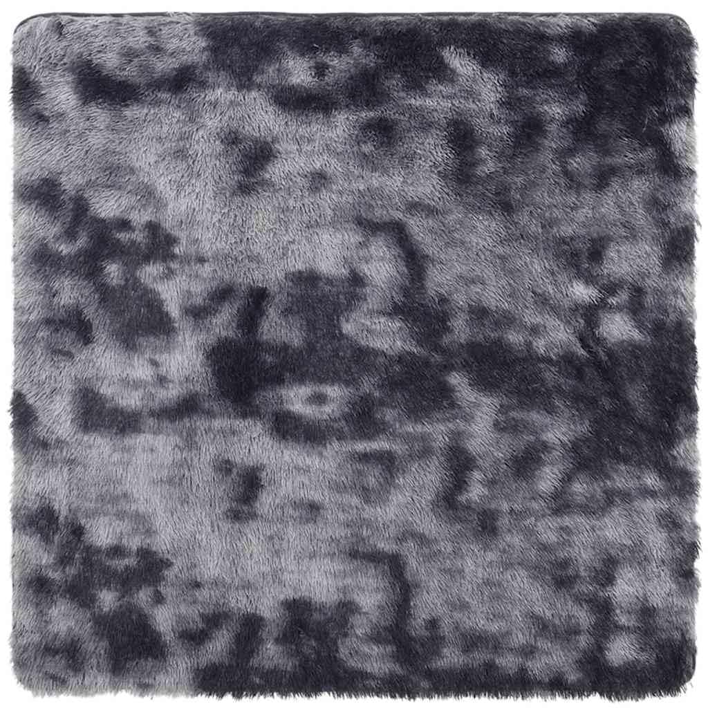 Tapis Shaggy Carré 240x240 cm Gris Foncé NAVARRA à Poils Longs