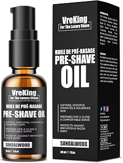 Pre Shave Oil For Men, Men Beard Pre Shaving Oil For Men For Safety Razor & Straight Razor, Pre-Shave Oil Men For Smooth Shave, Protects Against Irritation & Razor Burn, Sandalwood, 30ml