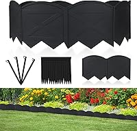 AMURS 20Ft No-Dig Garden Edging Kit with 20 Stakes - 6 Inch Black Plastic Landscape Border for Flower Beds, Lawns & Pathways