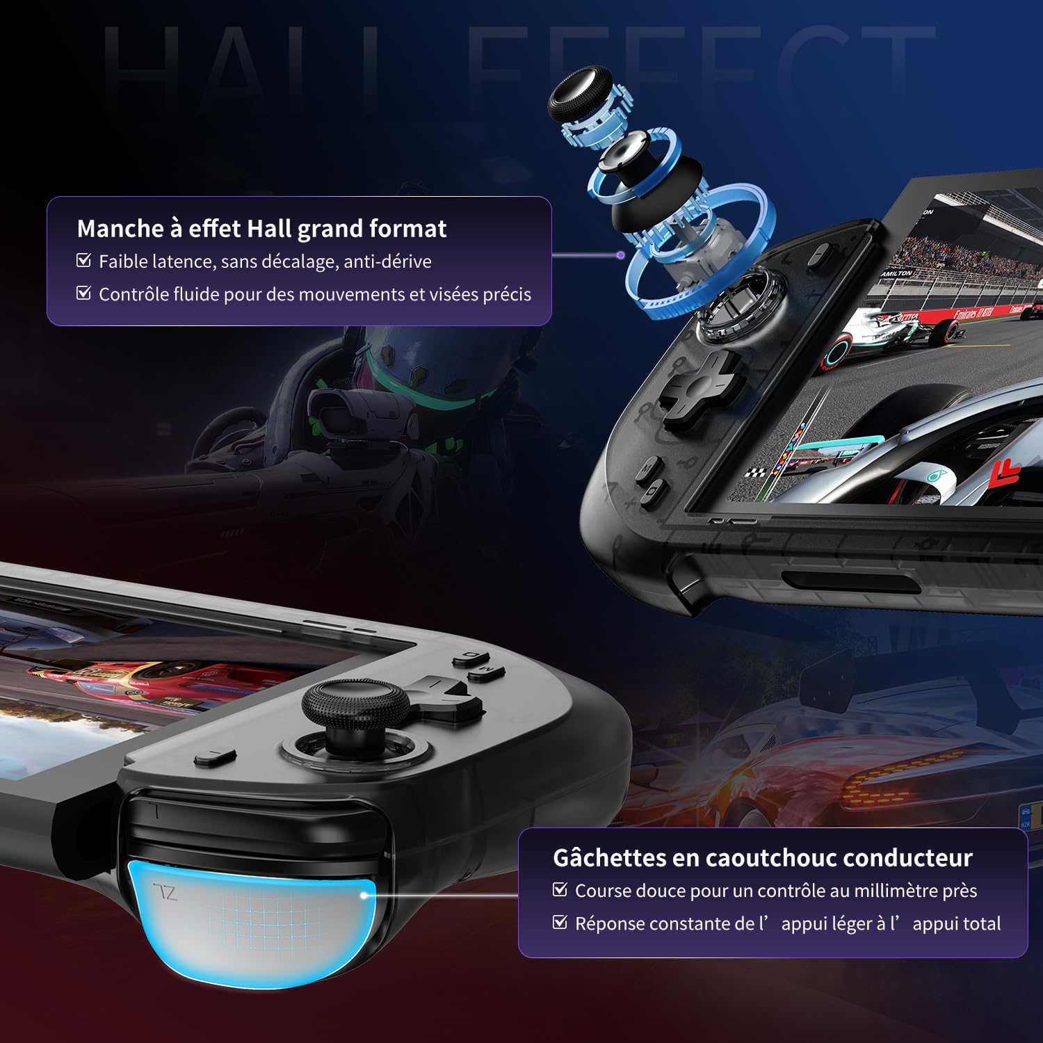 abxylute N6 Manette Switch 2 avec bouton C natif, boutons arrière et remappage des touches ABXY, joystick à effet Hall gyroscopique 9 axes (Noir)