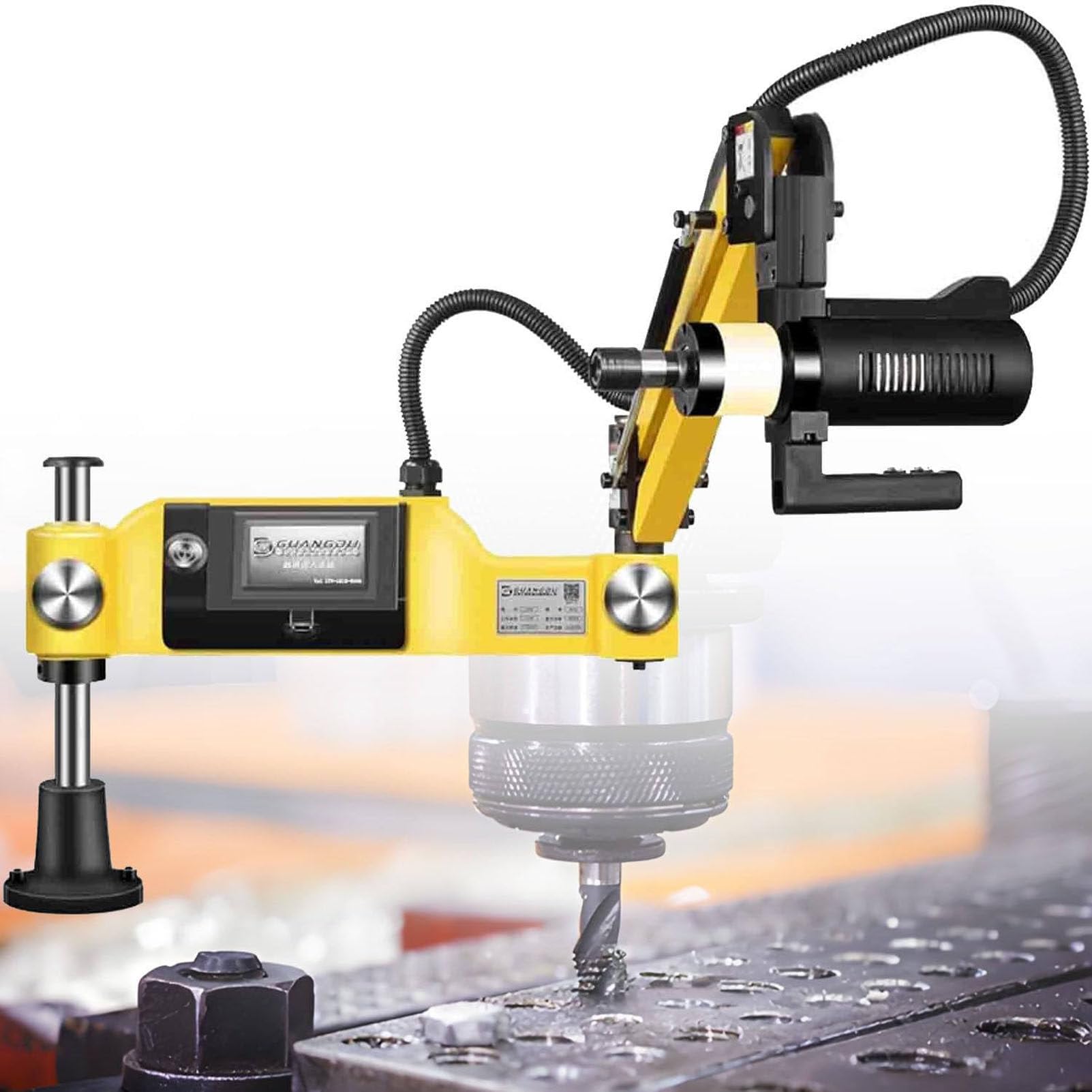 Brazo de Corte de roscas eléctrico M3-M16 con 8 Pinzas universales de 360 ​​Grados para taladradoras en la Industria de la ingeniería mecánica.