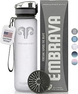 Embrava Sports Water Bottle 32oz - Fast Flow Flip Top Lid - BPA & BPS Free Leakproof Reusable - Lightweight Non-Toxic Tritan Plastic 1 Liter - Gym Hiking Office School Travel