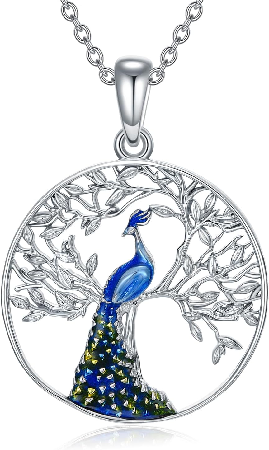 Peacock/Cardinal/Blue Jay/Owl/Hummingbird/Phoenix/Flamingo Necklace 925 Sterling Silver Cute Animal Pendant Necklace Birthday Valentine's Day Gift for Women