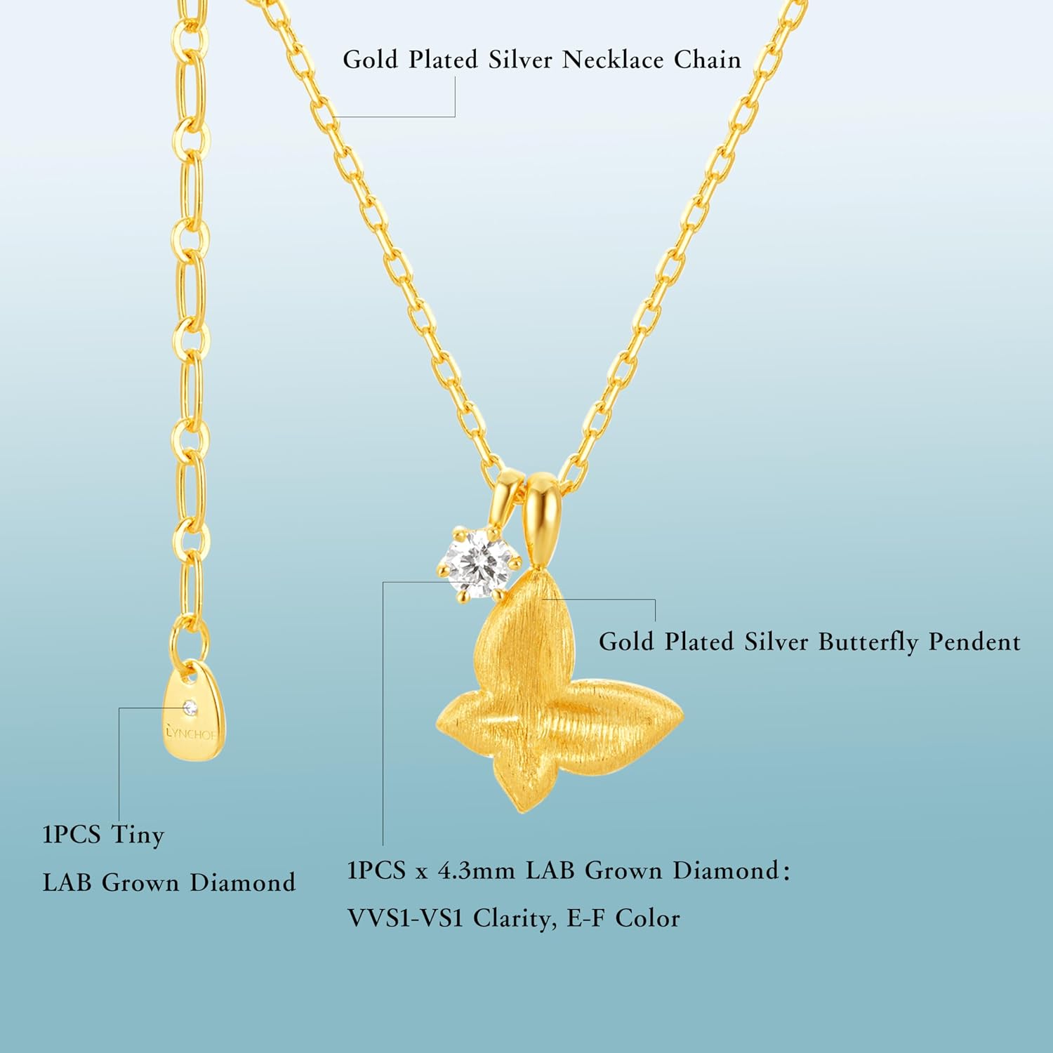 0.3 Carat LAB Grown Diamond Pendent Necklace in S925 Sterling Silver Dainty Jewelry Gifts for Women Mother Mom Wife Girlfriend, VVS1-VS1 Clarity, E-F Color