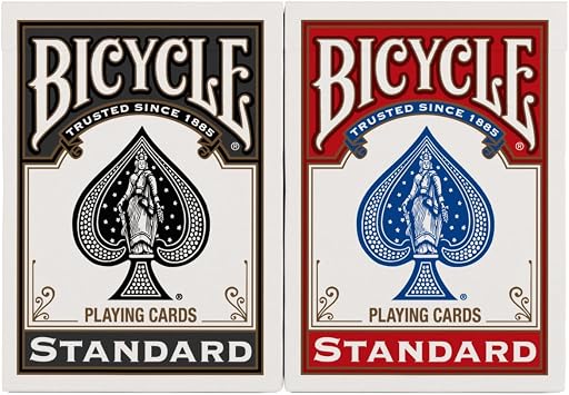 Bicycle Playing Cards 4 Pack, Standard Index Poker Size Decks in Red and Black for Poker, Blackjack, Rummy, Family Game Nights, and Classic Card Games, All Ages
