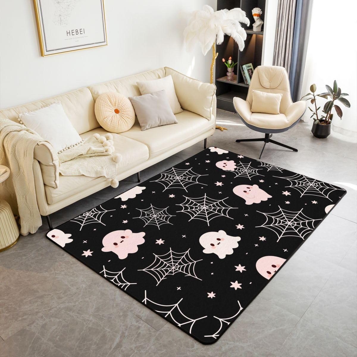 Loussiesd Alfombra gótica con diseño de telaraña, 150 x 200 cm