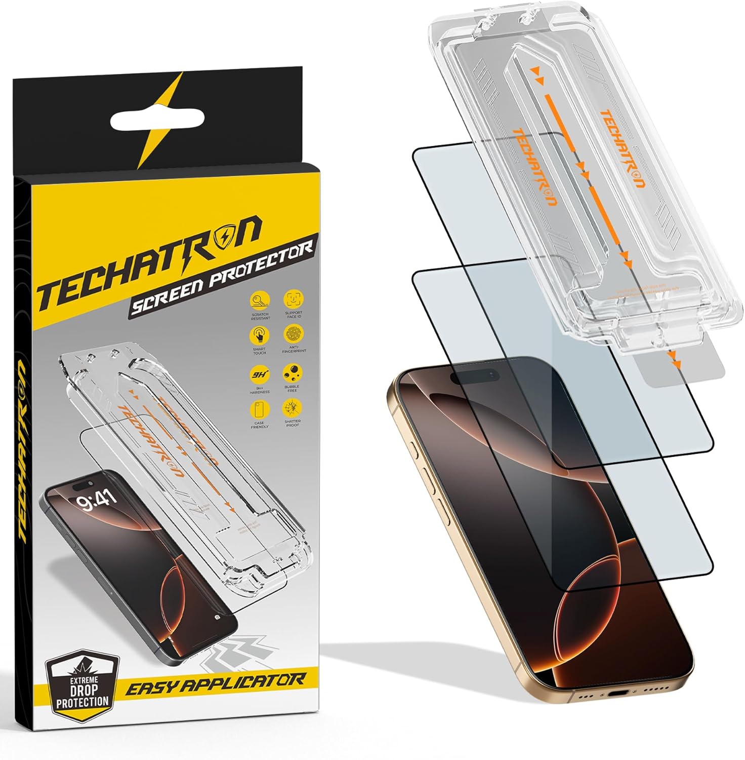 Tempered Glass for iPhone 15/16 Screen Protector | Easy Install | 9H+ Hardness | Edge-to-Edge Coverage | Thin & Ultra-Clear | Easy Applicator | Pack of 2 Tempered Glass for iPhone 15/16 Screen Protector | Easy Install | 9H+ Hardness | Edge-to-Edge Coverage | Thin & Ultra-Clear | Easy Applicator | Pack of 2
