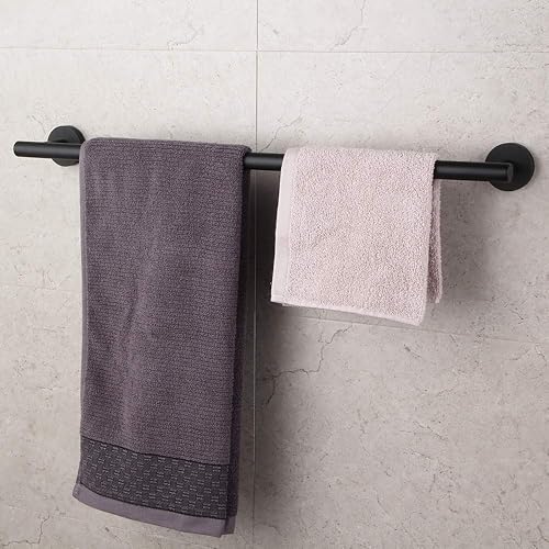 Miniatura 2 de GERZ WY - Toallero de baño de acero inoxidable de 33 pulgadas, color negro mate, estilo contemporáneo, montaje en pared para baño, cocina,