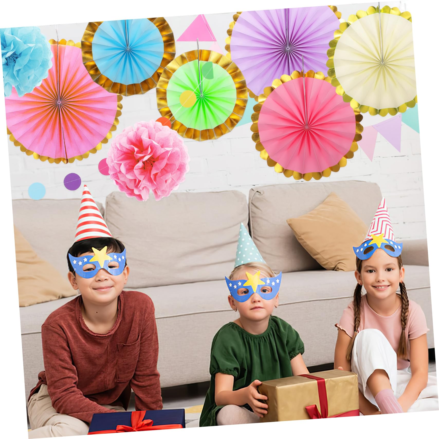 Abanicos de Papel para Decoraciones de Fiestas Tonos Pastel Pompones de Papel de Decoración de Aulas Abanicos para Cumpleaños