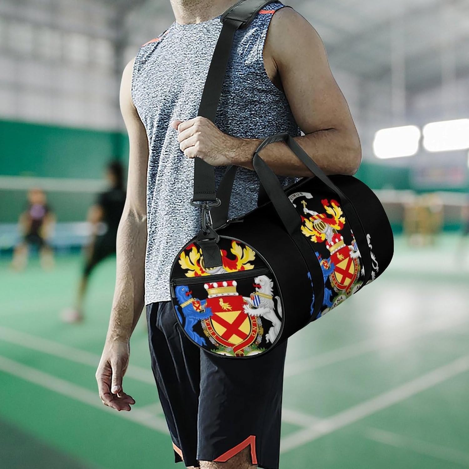 Coats of Arms of Henry Bruce Print Gym Sport Bag Travel Duffel Bags Weekender Carry on Tote Bags for Women Men