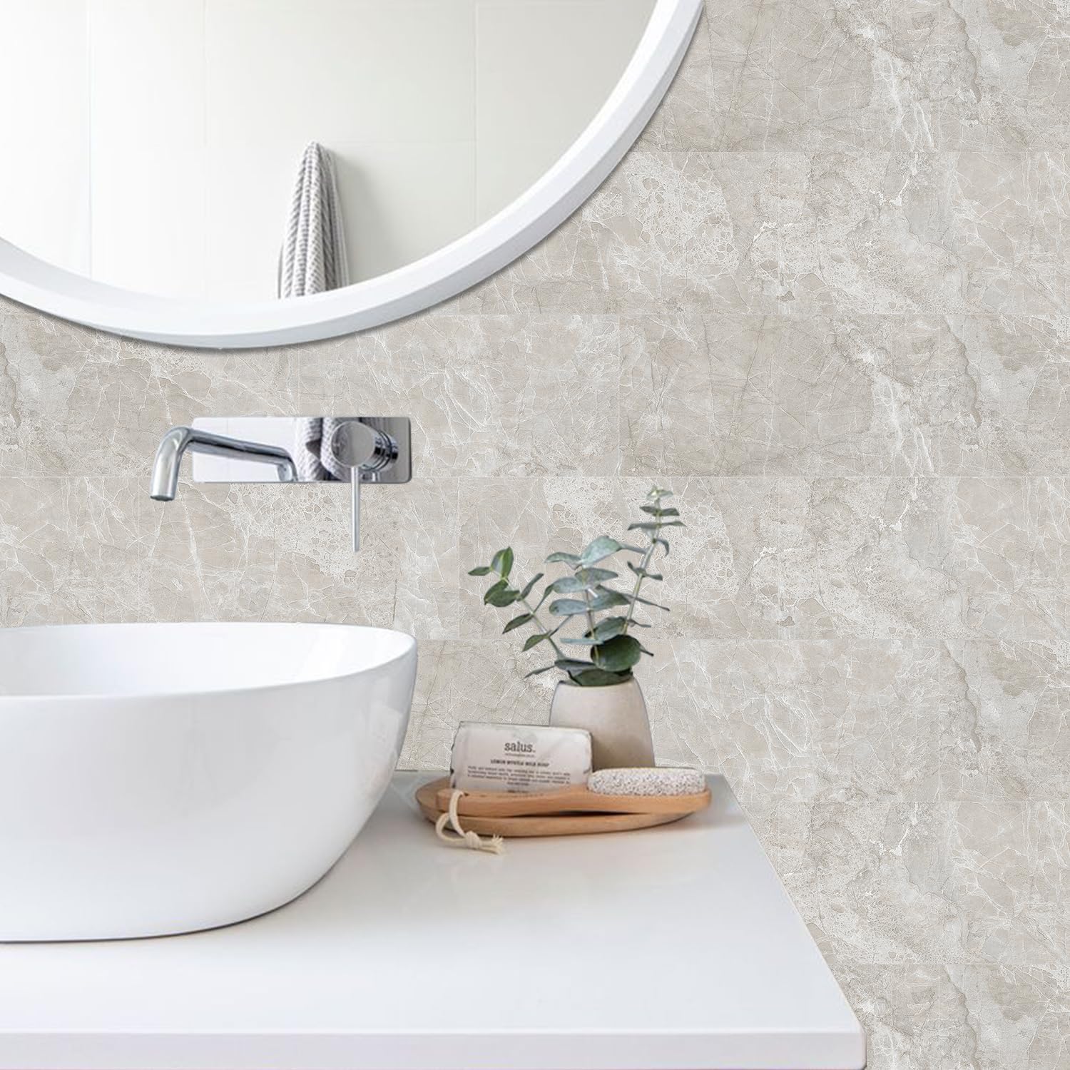 Fliesenaufkleber Grauer Marmor – 30,5 X 30,5 Cm, 10 Stück, Selbstklebend & Abziehbar, Für Küche, Bad & Backsplash