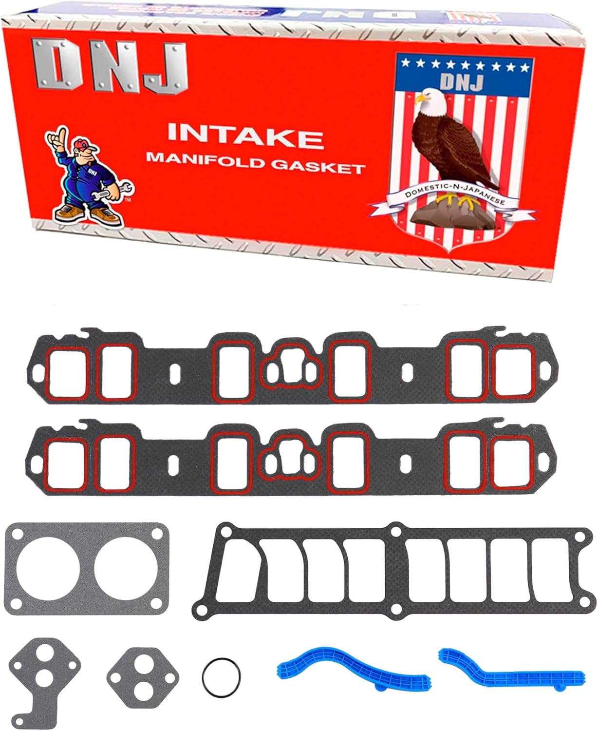 DNJ IG4113 Intake Manifold Gasket Set for 1985-1996 Ford Bronco, E-150 Econoline, E-150 Econoline Club Wagon 5.0L V8 16V OHV 302cid