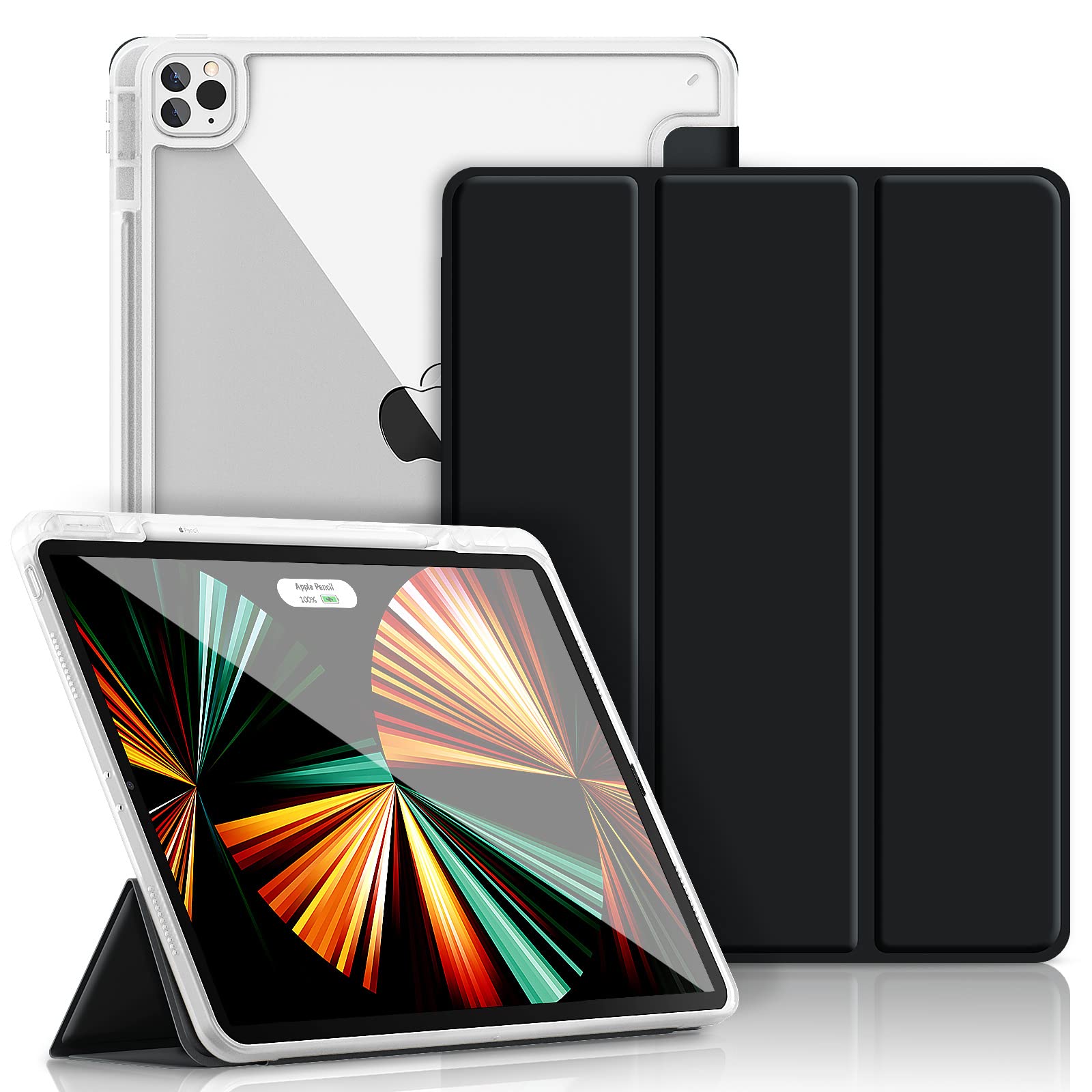 Gahwa iPad Pro 12.9 Case 2022/2021/2020/2018(6th/5th/4th/3rd Gen) -[Slim Trifold Stand + 2nd Gen Apple Pencil Charging + Auto Wake/Sleep], Premium