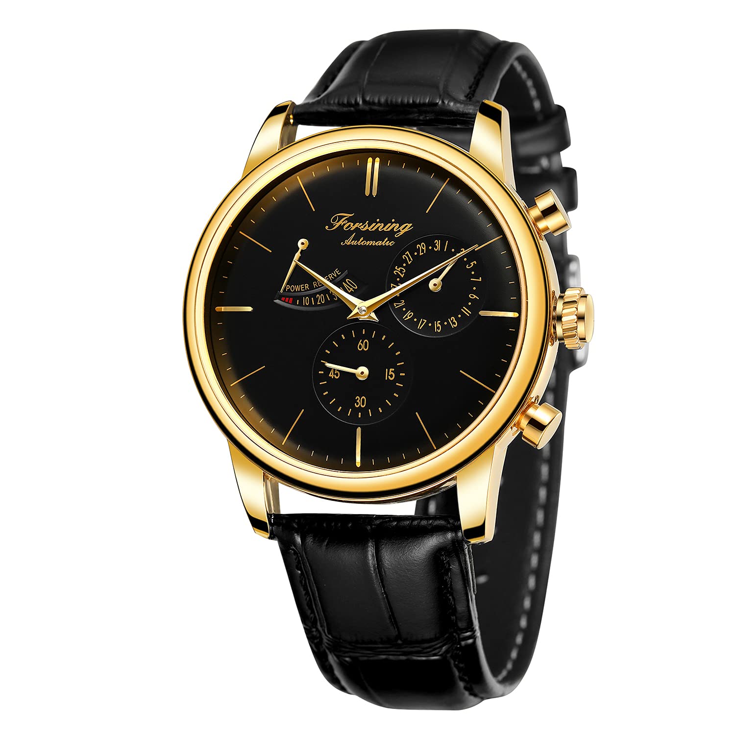 FORSINING Men Automatic Watch Power Reserve Date Display Fashion Mechanical Wristwatch, Black, Mechanical,Self-winding,Automatic Watch (B095SDN7J4) Amazon Price History, Amazon Price Tracker
