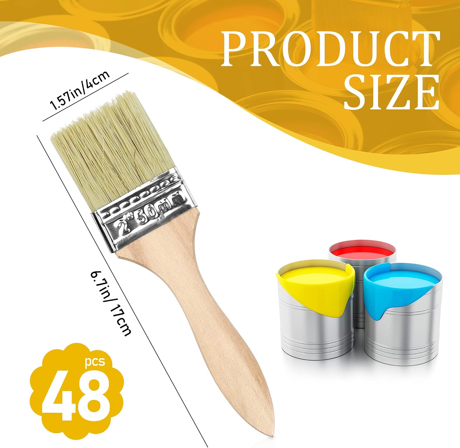 UPlama 48Pack 2Inch Paint and Chip Paint Brushes for Paint, Stains, Varnishes, Watercolor, Wood, Wall, Furniture-Brush Cleaner