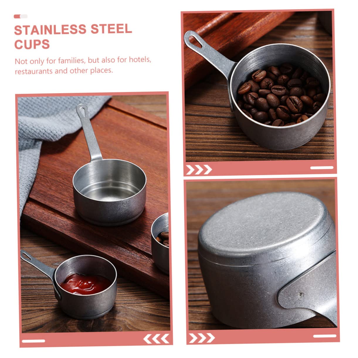 COLLBATH Stainless Steel Sauce Cup Pouring Ladle Sushi Dipping Saucers Creamer Container Ramekins for Dipping Gravy Convenient Condiment Container Japanese Soup Spoon Bbq Sauce Bowls Silver