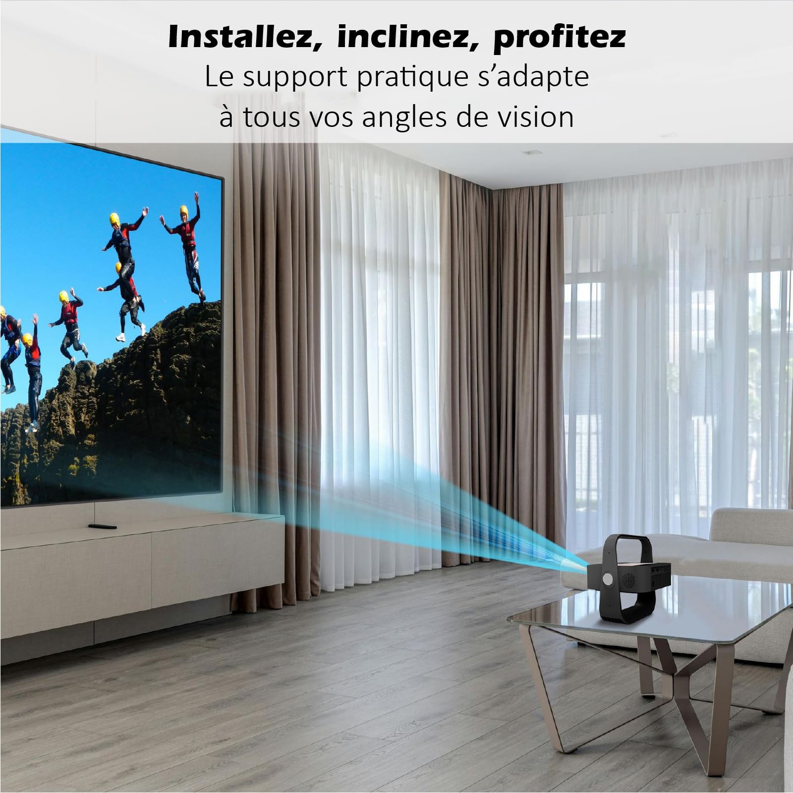Beamer Ultra HD 4K Android 9 mit 17,8 cm (7 Zoll) KYF Touchscreen, 4K, 6000 Lumen, WLAN 6, Bluetooth 5.1, Autofokus