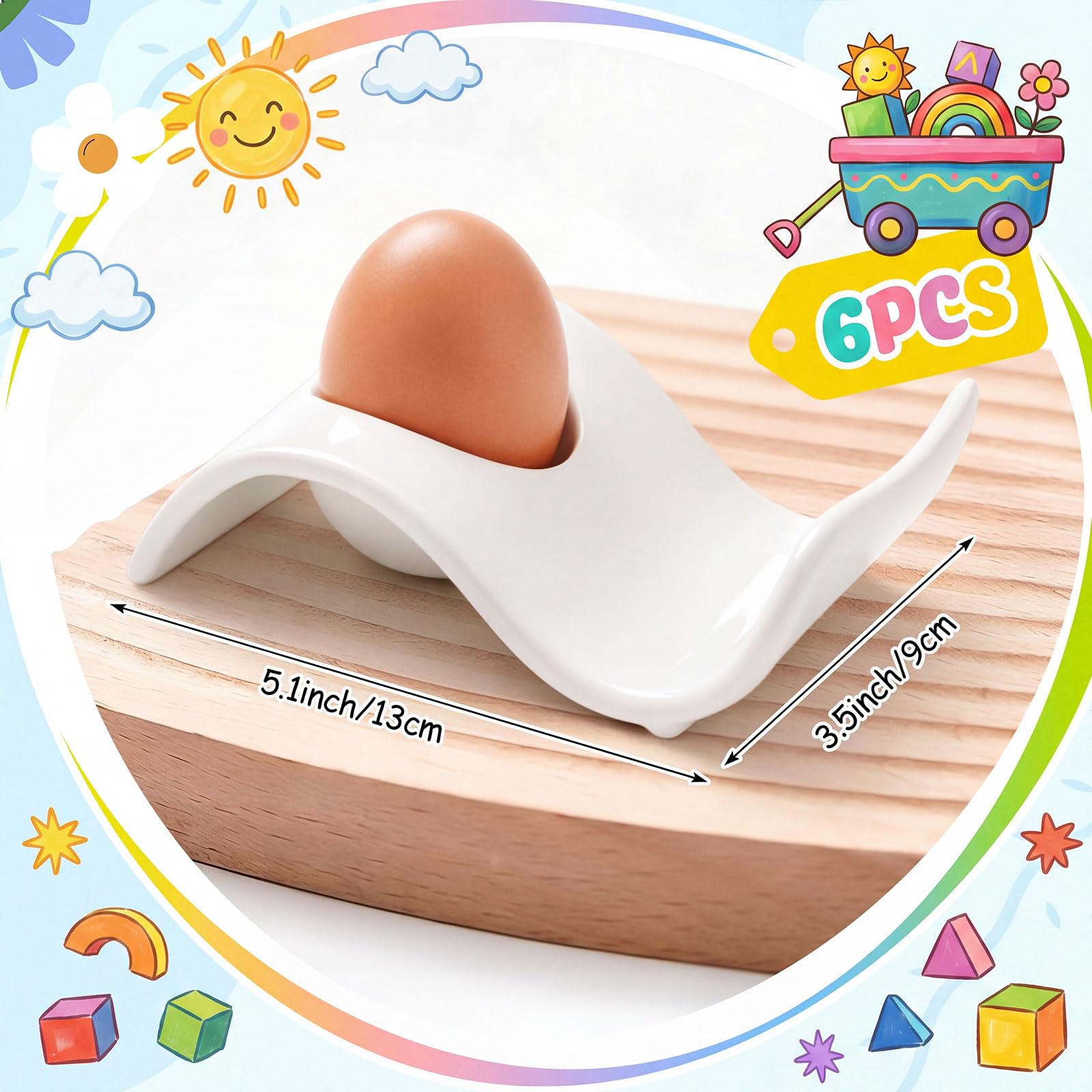 Sinmoe 6 Coquetier Oeuf en Ceramique Peindre Votre Propr Coquetier avec 12 Pièces 24 Couleurs Stylo en Porcelaine et Boîte de Cadeau Support pour Œuf à la Coque pour DIY Cadeau Pâques Anniversaire