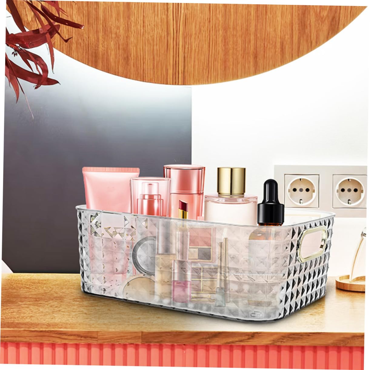 2 Organizadores de Tocador de Plástico Transparente Rectangulares | Cajas de Almacenamiento para Baño, Escritorio y Dormitorio, Uso Multipropósito para Maquillaje y Artículos Diversos, Fáciles