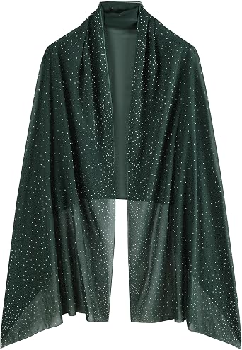 OurLore Elegant Sparkly Shawl Wrap Glitter Chiffon Lightweight Sheer Evening Rhinestone Scarf for Formal Events,Wedding,Party