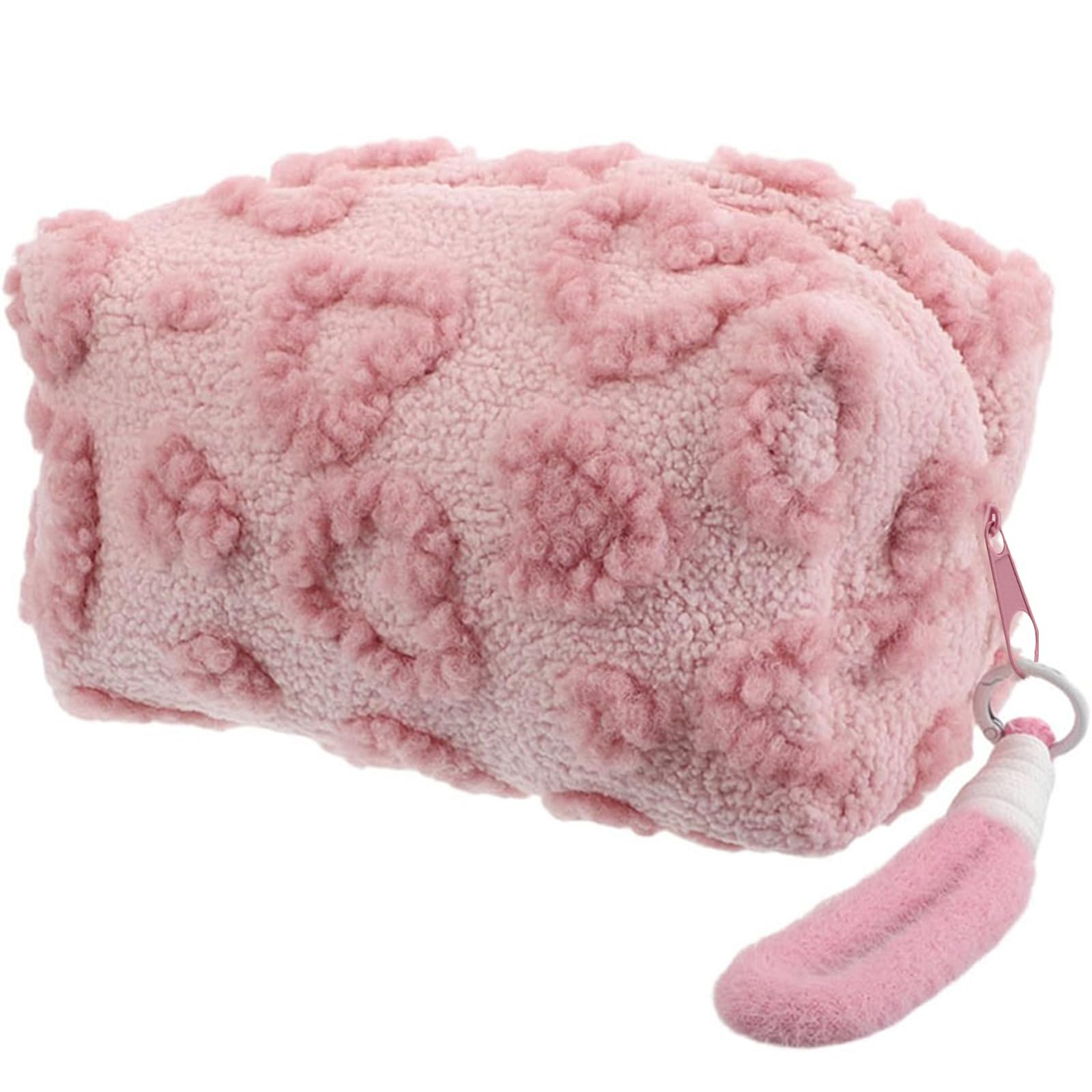 Peloso Beauty Case Donna, Porta Trucchi, Motivo a Forma di Cuore Pochette, Trousse Trucchi Donna con Manico, Portatile Borse da Toilette con Cerniera per Viaggio per Donne e Ragazze, Rosa