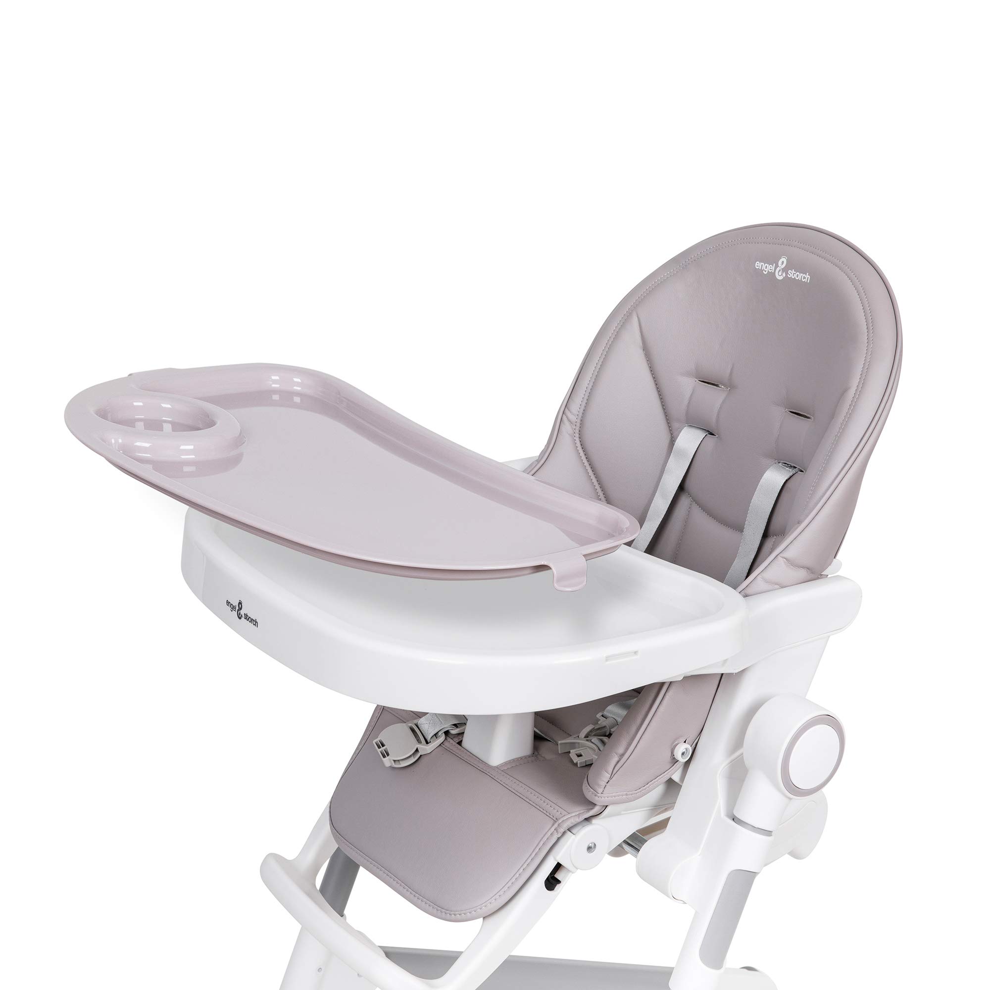 Engel & Storch Baby Hochstuhl HUGO Kinderhochstuhl Babystuhl mitwachsender Hochstuhl Verstellbar und Klappbar, Abnehmbares Tablett und inklusive Spielebogen - in der Farbe Grau