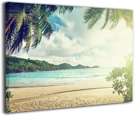 Amazon Co Jp 壁掛け 絵画 プリント ハワイ ヤシの木 砂浜 画像 ユニーク ギフト ウォールアート 50cm 40cm ホビー
