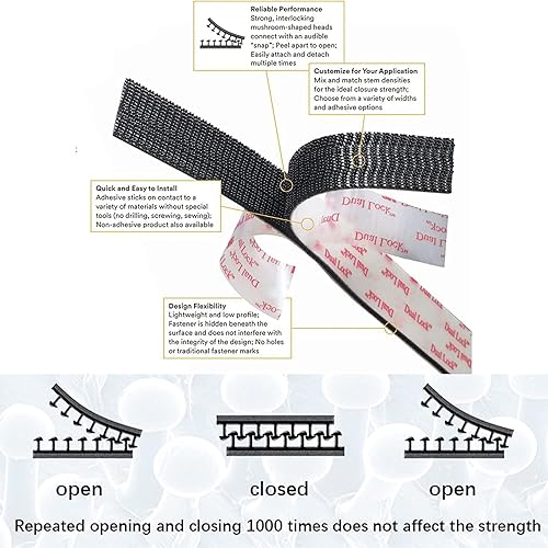 Miniatura 2 de 3M Dual Lock SJ3550 - Cinta de montaje con cierre de 1 pulgada x 8.2 pies, cinta de montaje con cierre de gancho adhesivo fuerte en forma de hongo,