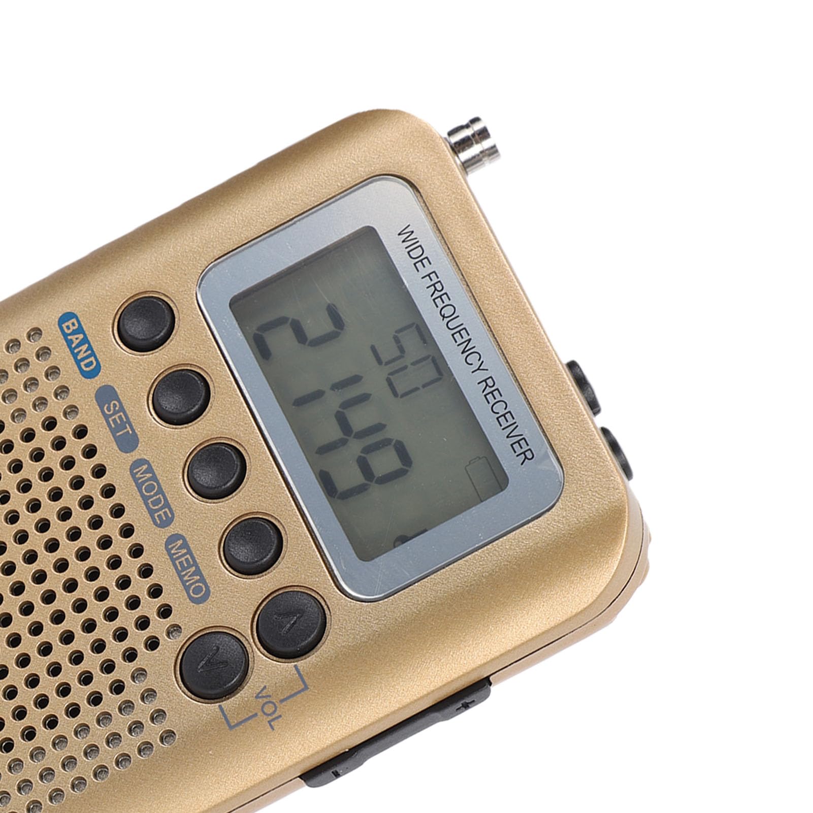 Receptor de Radio de Banda Aérea Banda Completa Am FM SW CB VHF Radio de Aviación Portátil con Pantalla LCD, Antena de Largo Alcance, Batería Recargable, Escáner Portátil para (Gold)