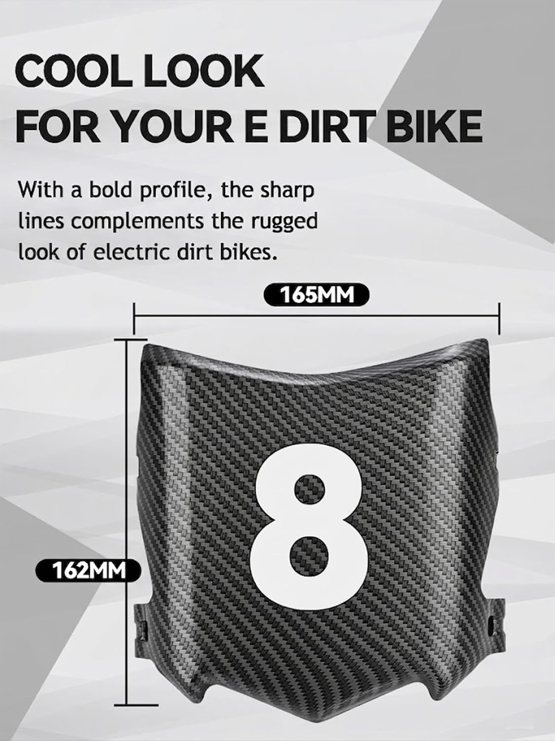 JFG RACING Front Number Plate for Electric Dirt Bike,Universal Plate Replacement for Surron LBX/Tutti Soleil 01/Talaria Sting MX3 R MX4 MX5 Pro/E Ride Pro/X160/X260-Imitation Carbon Fiber