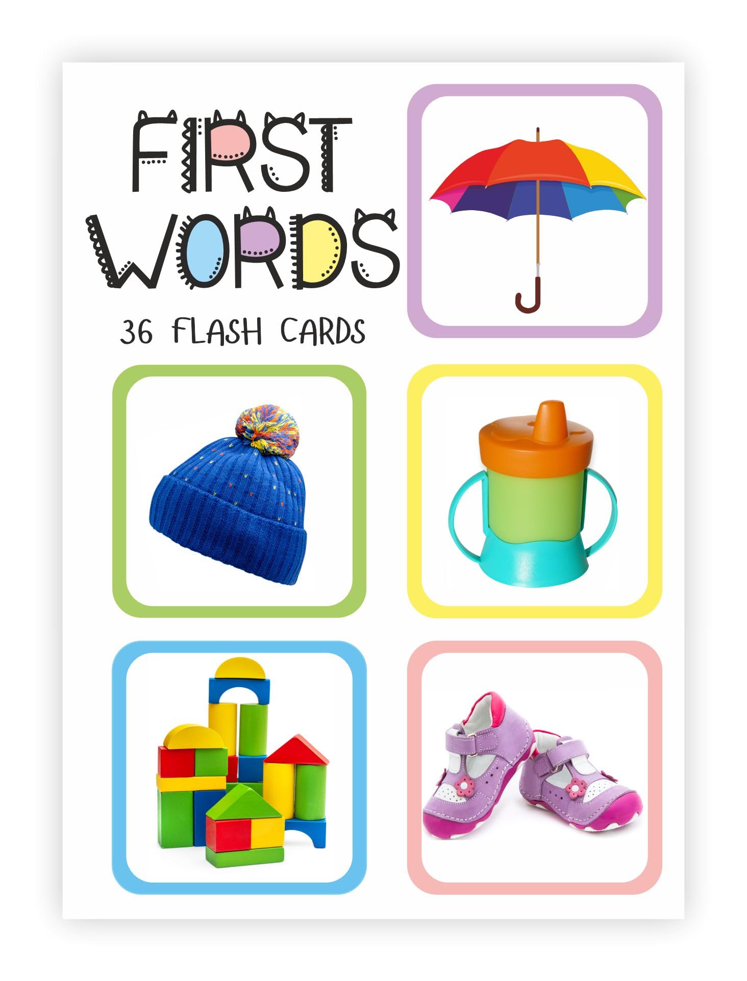 Thick 72 First Words Flash Cards - Age 1-2 Yrs, 36 Double Sided Cards, Montessori Toys, Educational Language_Skills Preschool Learning for Toddlers
