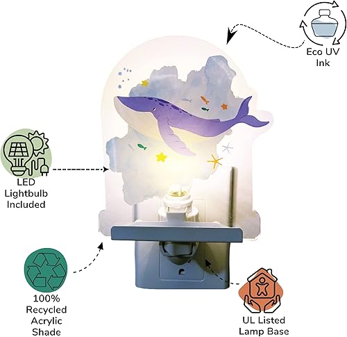 Miniatura 3 de Solas Fifty Two Whale - Luz nocturna para habitación de niños para niños lámpara de noche enchufable decoración de guardería hecha de bombilla LED