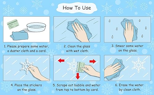 Miniatura 5 de Juego de 160 piezas de decoraciones navideñas de copos de nieve, 8 hojas de decoraciones de invierno del país de las maravillas para calcomanías de