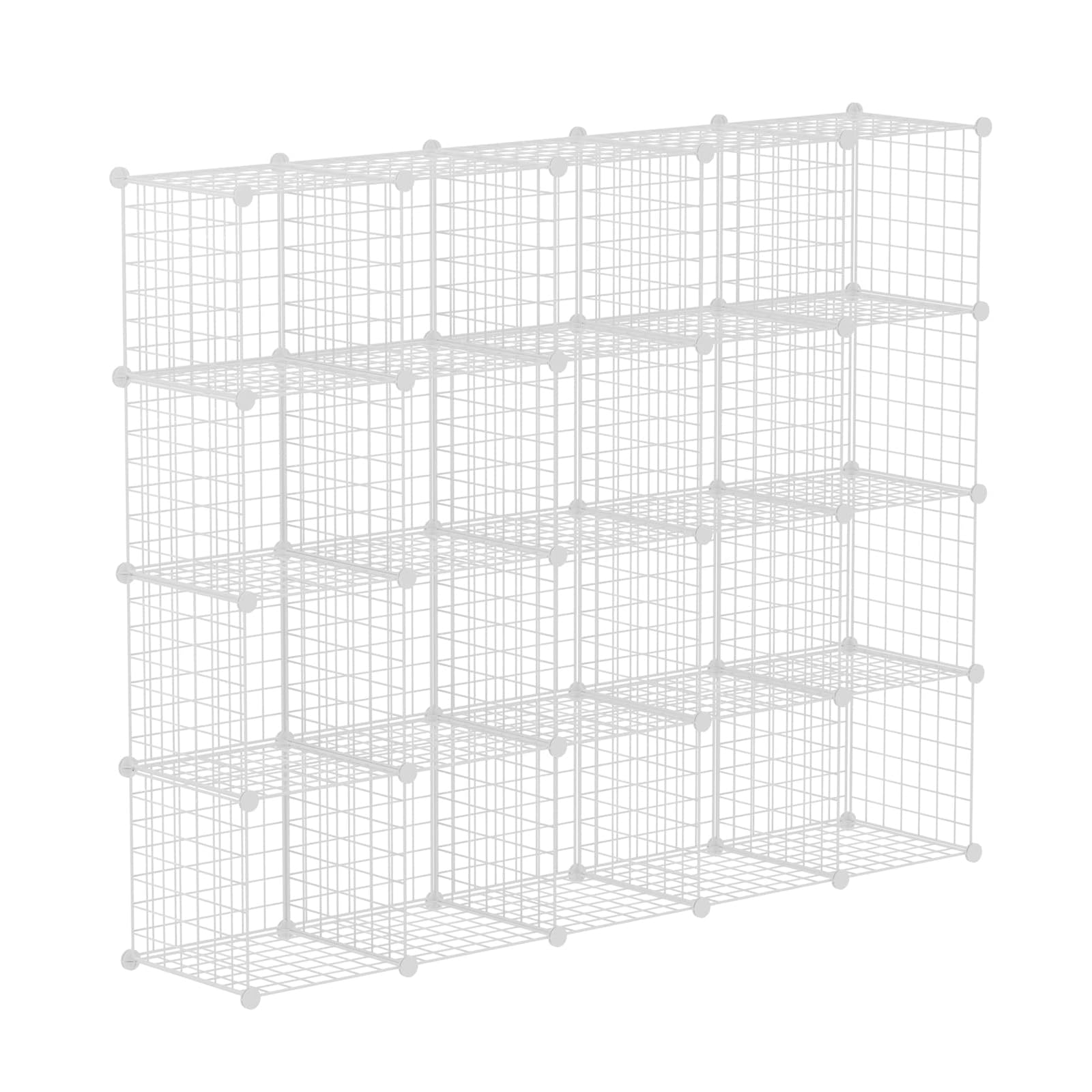 HUBSON Wire Cube Storage Organizer, Book/Toy/Craft/Potted Plants and petCloset Organizers and Storage Shelves, 20-Cube Freely Combinable Metal Grids