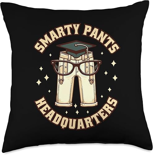 Elevate Your Intelligence in Style Smarty Pant Headquarters Leader School Throw Pillow, 18x18, Multicolor