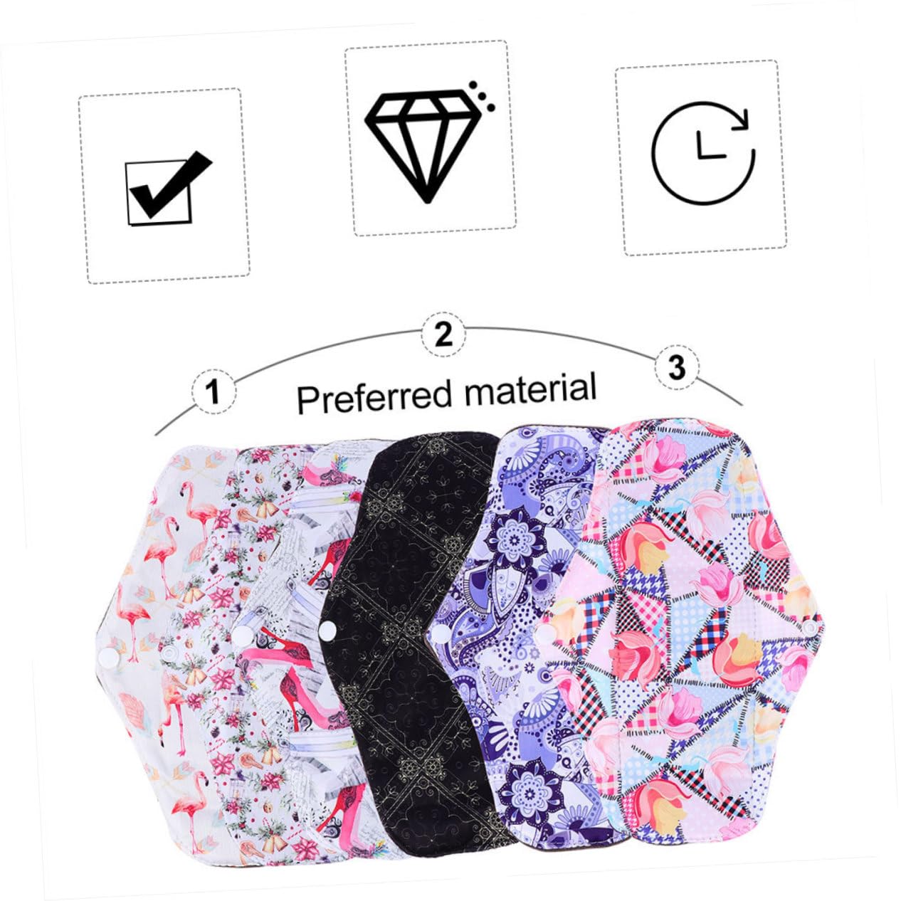Pad-set 7-teilig Anthrazit Menstruationsservietten Auslaufsicher Stillunterlage Für Frauen Zufälliger Stil