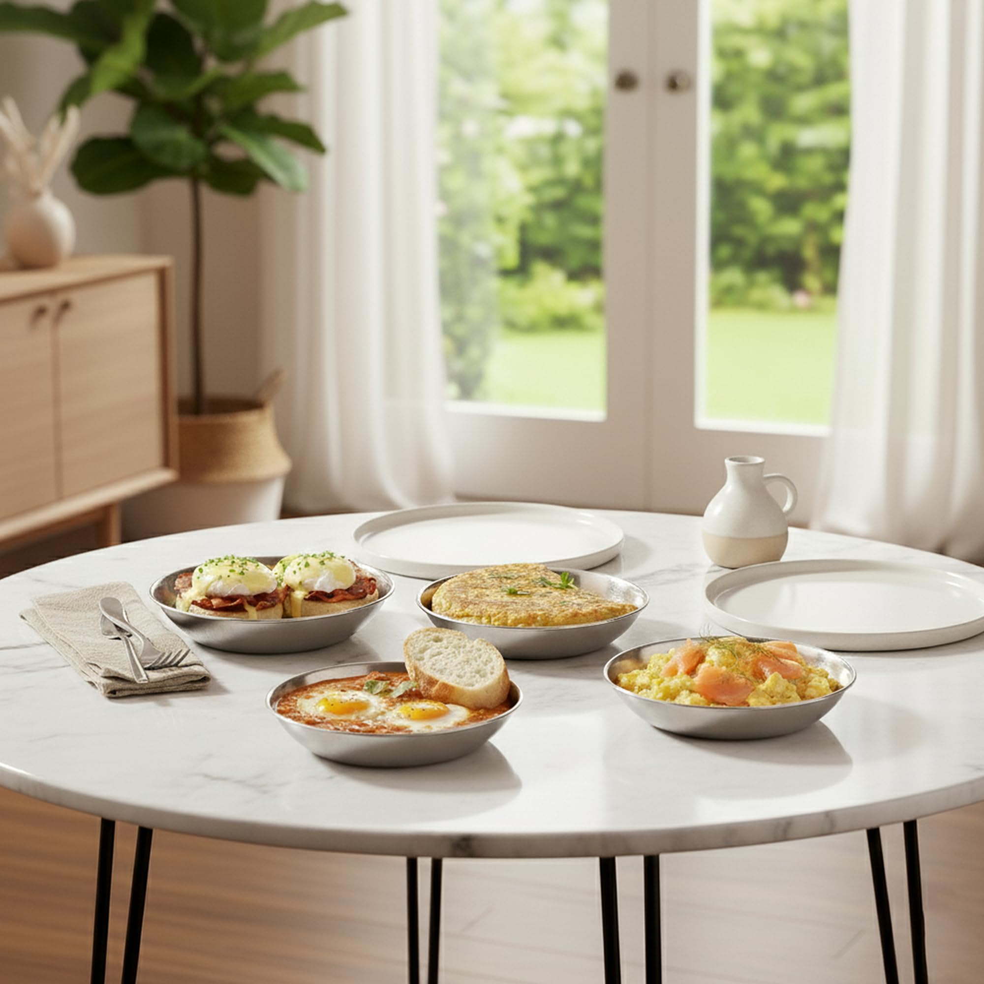 Moongil Stainless Steel Halwa Plates| Quarter Plates | Square Snack Plate |Nasta Plate| Dessert Plate Set| Side Dish |Mirror Finish| BPA Free-Oval (4) 3
