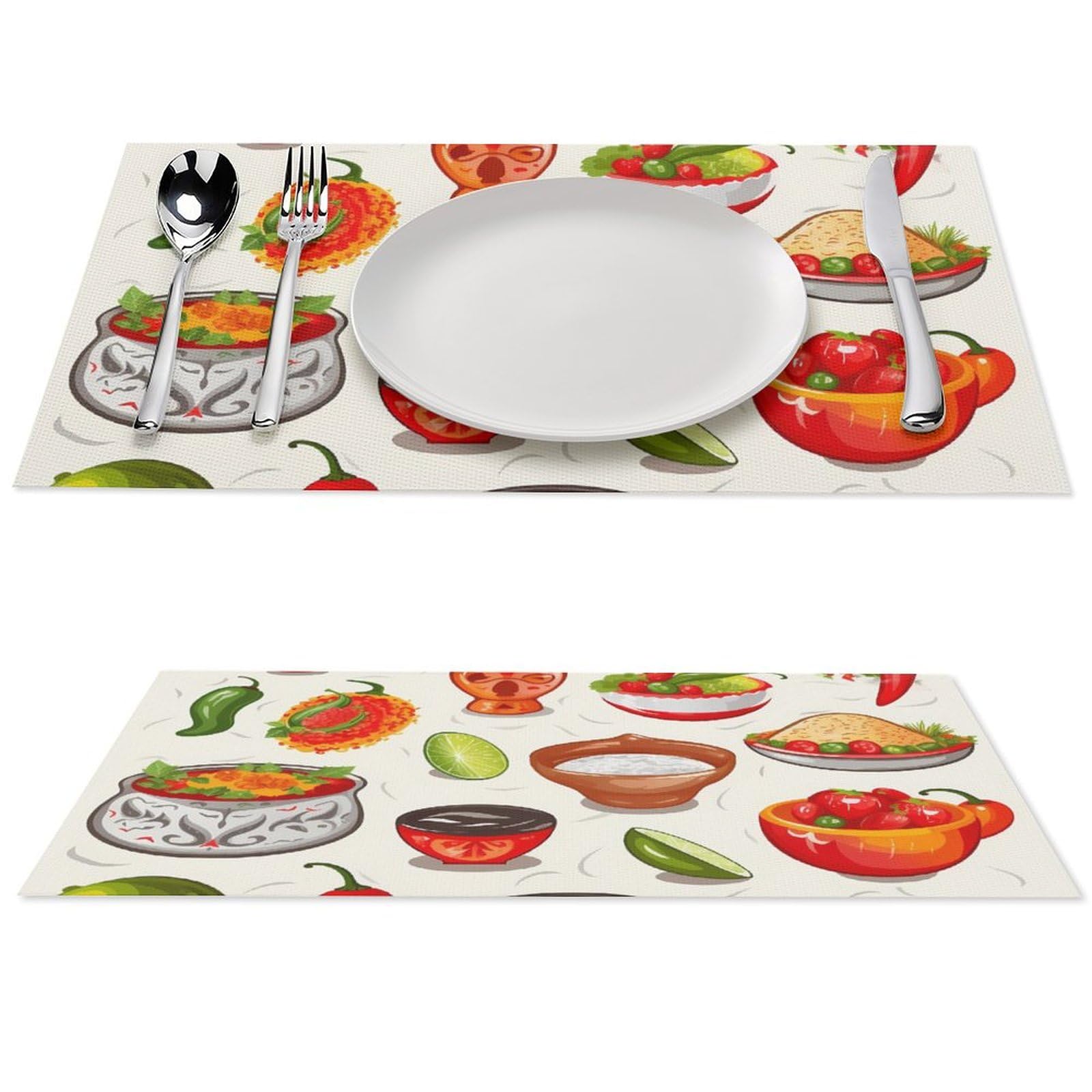 Set de table mexicain en PVC (lot de 6) lavable et résistant pour salle à manger