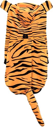 Miniatura 5 de NACOCO Disfraz de tigre para perro de Halloween, ropa de cosplay para mascotas, abrigo de gato, sudadera con capucha, ropa cálida de invierno para
