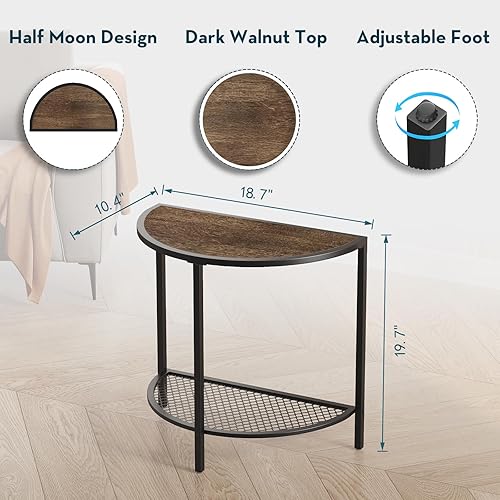 Miniatura 2 de SAYGOER Mesas auxiliares pequeñas mesas auxiliares medias redondas de noche para sala de estar, cama, mesas de sofá de 2 niveles con estante de