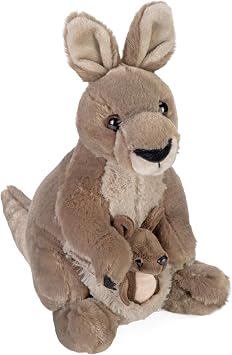 Wild Republic Kangaroo Plush Soft Toy, Cuddlekins Cuddly Toys, Gifts for Kids,Grey,30 cm