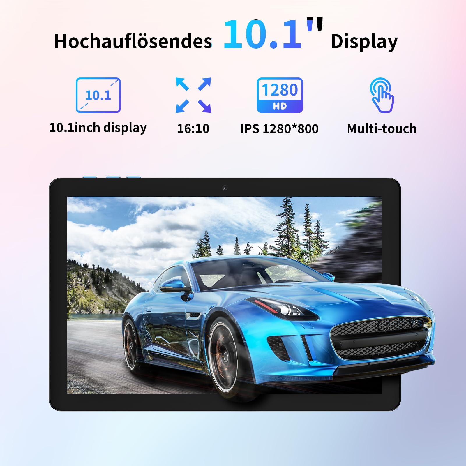 Tablet 10 Zoll Android 15: 2026 Neueste 7000mAh Octa-Core 8GB RAM+64GB 1TB TF Tablet PC WiFi 6 2.4G/5G Bluetooth 5.0 1280 * 800 FHD GMS Dual Kamera mit Tastatur Maus, Typ C, Adapter, Hülle, OTG, Stift