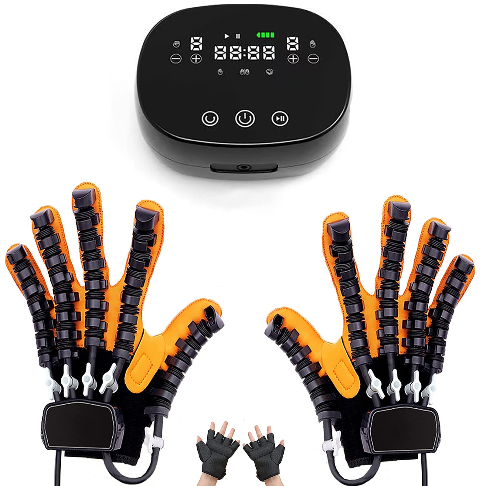 Fxnfxla Orange Rehabilitation Robot Gloves, Stroke Hemiplegia Arthritis Hand Finger Rehabilitation Trainer Robot, Recovery Exercise Equipment(Size:xxl Code,Color:orange)