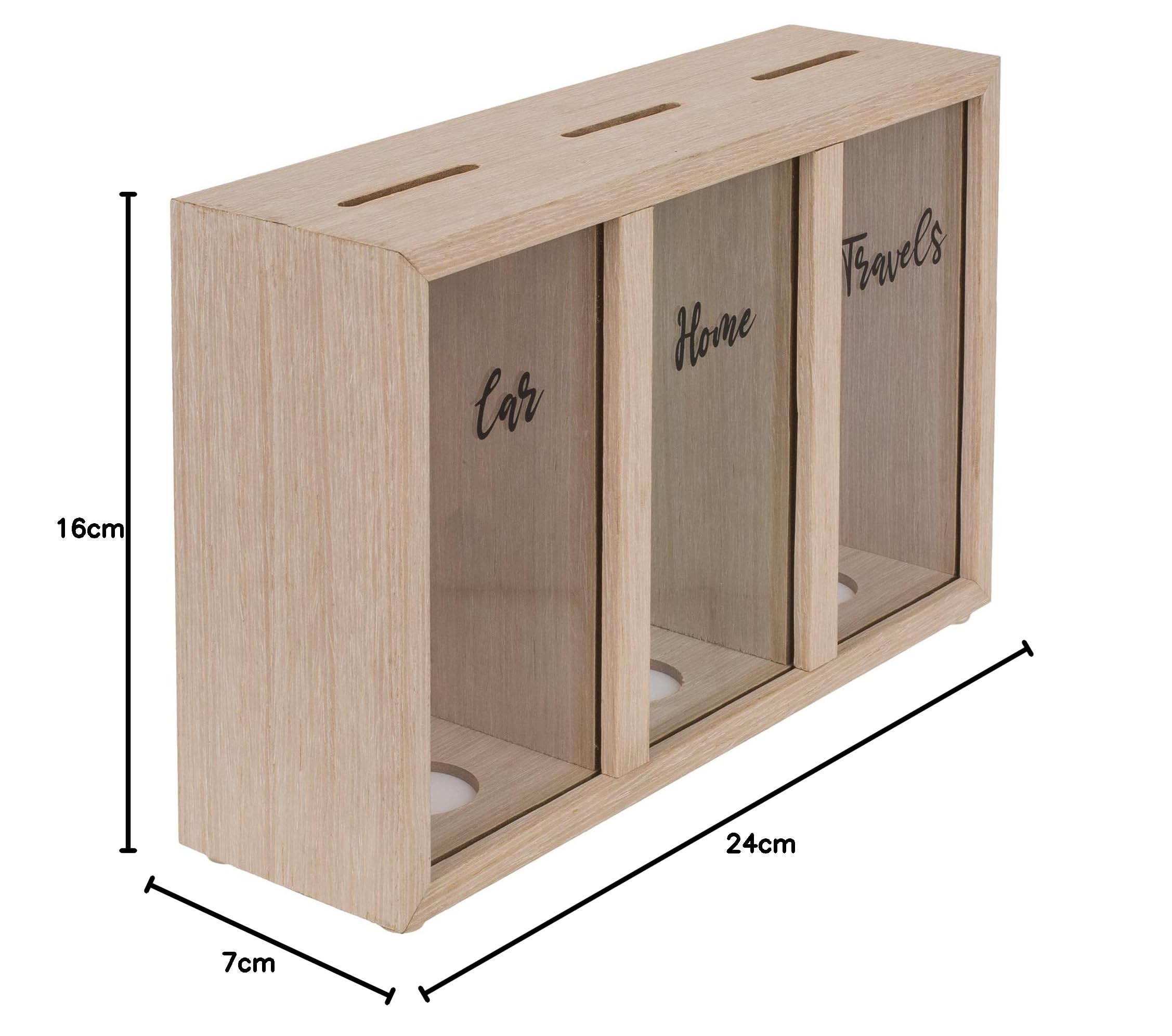 Hucha de madera con 3 compartimentos caja de vacaciones regalo viaje multicolor