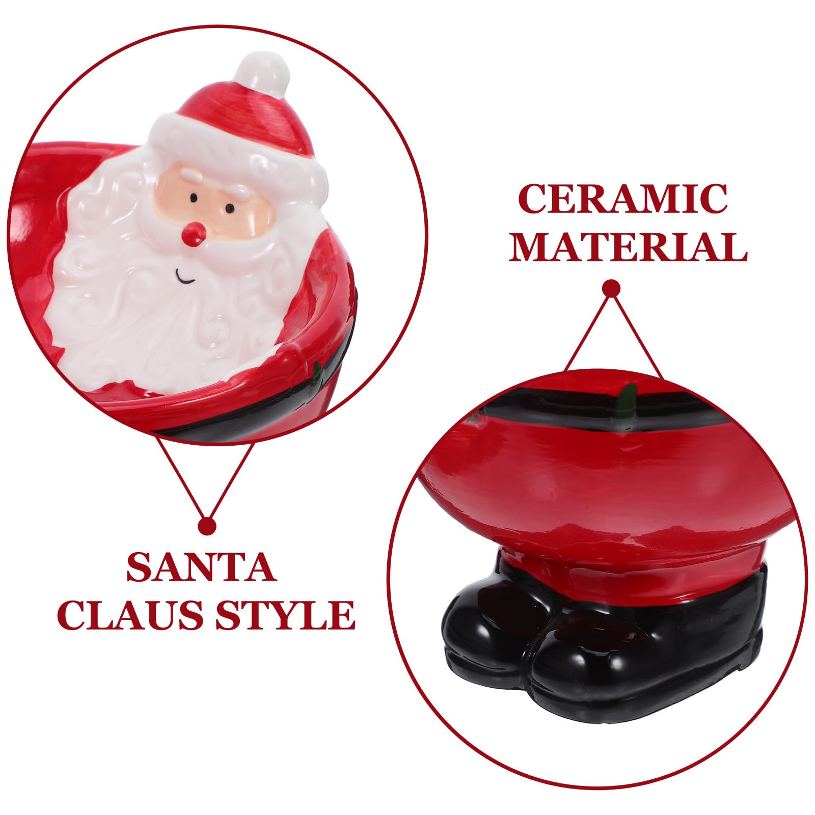 Uonlytech Bol à Bonbons en céramique de Noël - Bol décoratif sur Pied Père Noël pour collations, Biscuits, Fruits - Assiette à Dessert Dessin animé Plat à Bonbons de Vacances pour décoration